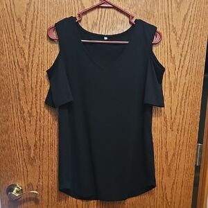 Elegant Black Cold Shoulder Top